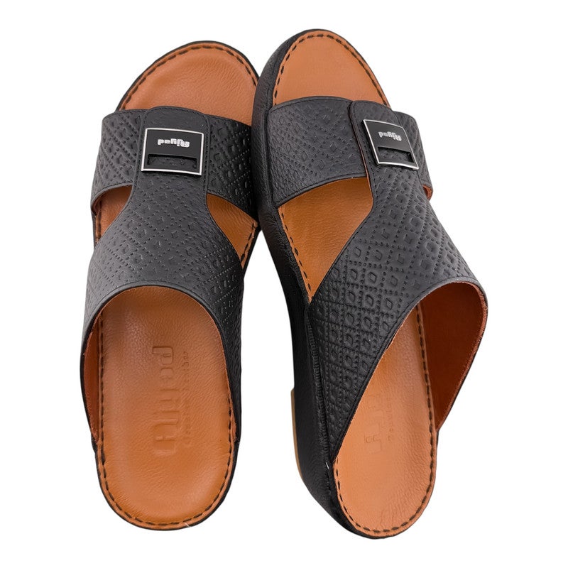 AJYAD Handmade Arabic Sandals For Men | Outdoor Mens Slippers | Everyday Flip Flops Open Toe | Arabic Genuine Shamwa Leather | New Design | Tan Footbed | Comfortable & LightWeight - Image 2